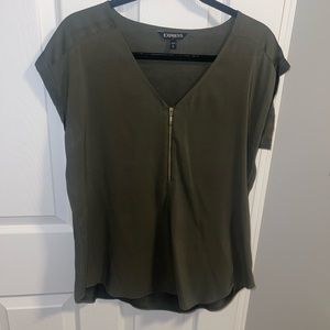 Express olive green zip blouse